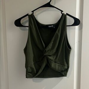 Cider Forest Green Twist Detail Crop Top